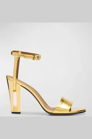Fendi Delfina Metallic Ankle-Strap Sandals