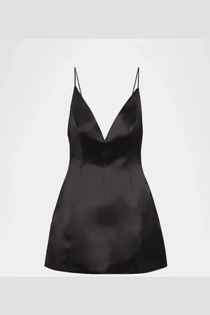Retrofete Giavanna Plunging Satin Mini Dress