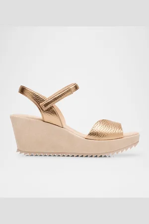 Pedro Garcia Metallic Leather Wedge Platform Sandals