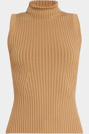 Argent Sleeveless Ribbed Turtleneck Sweater