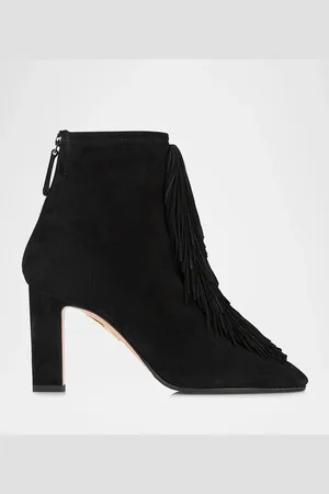 Aquazzura Gytane Fringe Suede Ankle Booties