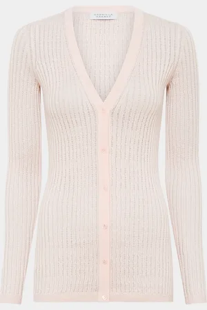 GABRIELA HEARST Emma V-Neck Cashmere-Silk Pointelle Knit Cardigan