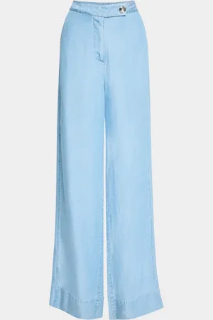Derek Lam Eli Wide-Leg Chambray Trousers