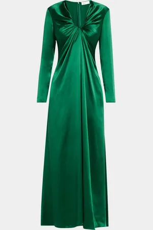 ROSETTA GETTY Twisted Long-Sleeve Silk Gown