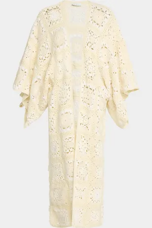 ROSETTA GETTY Granny Square Crochet-Knit Open Cardigan