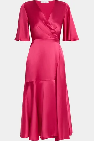 E.stott Lilibet Silk Satin Midi Wrap Dress