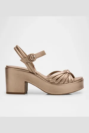 Pedro Garcia Metallic Leather Knot Ankle-Strap Platform Sandals