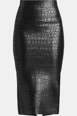 Hervé Léger Parker Croc-Embossed Skirt
