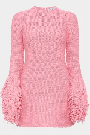 GABRIELA HEARST Liam Fringe-Cuff Mini Cashmere Dress