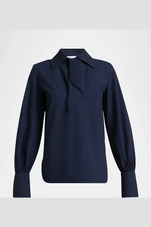 Chloé Neck-Tie Collared Cotton Top