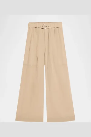 Brunello Cucinelli Belted Cotton Gauze Wide Leg Track Pants