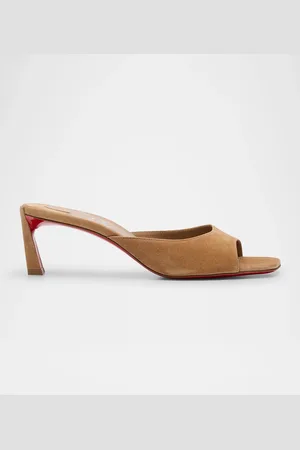 Christian Louboutin Condora Red Sole Veau Velour Leather Mules