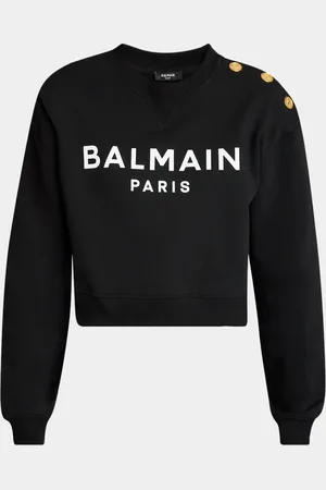 Balmain Logo Cropped Sweatshirt