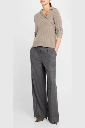 NAADAM Ribbed Cashmere Asymmetric Polo Sweater