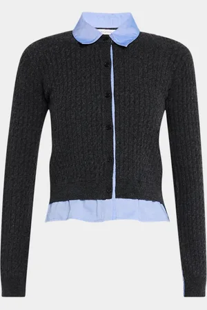 NAADAM Cable-Knit Mixed Media Cardigan