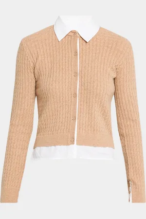 NAADAM Cable-Knit Mixed Media Cardigan