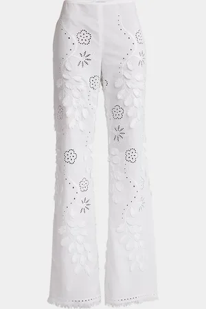 Alberta Ferretti Eyelet Embroidered Flared Trousers