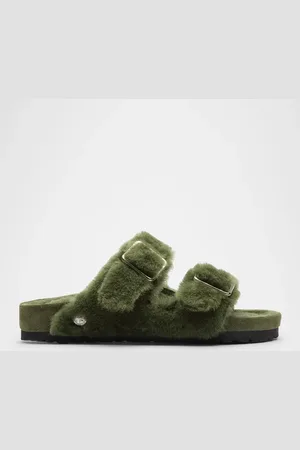 Birkenstock Arizona Shearling Dual-Buckle Slide Sandals