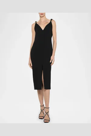 PRABAL GURUNG Twisted-Shoulder Slit Midi Dress