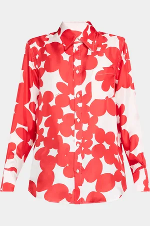 Marni Flower Print Classic Button Down Silk Top