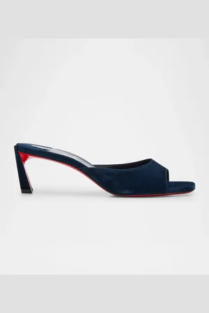 Christian Louboutin Condora Red Sole Veau Velour Leather Mules