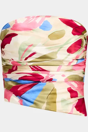 Cult Gaia Krisha Strapless Floral Silk Top