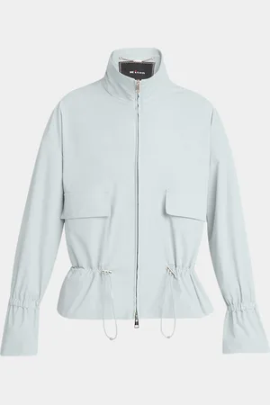 Kiton Cinched-Waist Cotton Zip Blouse