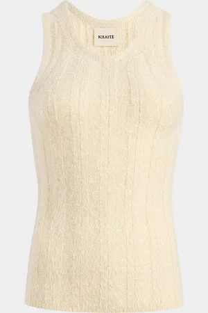Khaite Lena Wide Rib Cashmere-Silk Tank Top