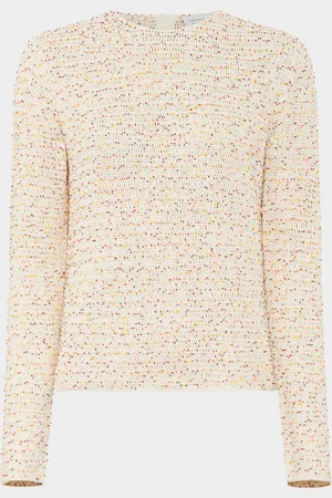 GABRIELA HEARST Galene Speckled Open-Knit Crewneck Sweater