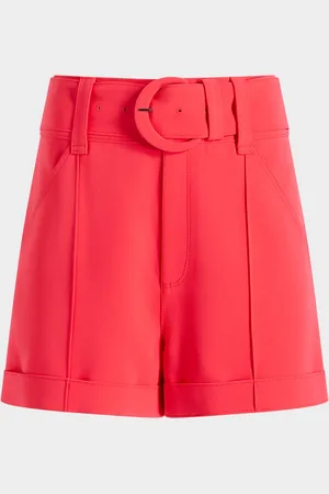 Cinq A Sept Aldi Belted High-Rise Stitched Shorts