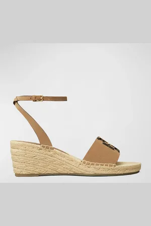 Tory Burch Ines Suede Double T Wedge Espadrilles