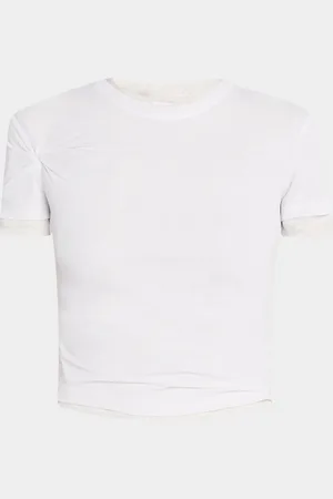CHRISTOPHER ESBER Sheer Overlay Twisted Short-Sleeve Rib T-Shirt