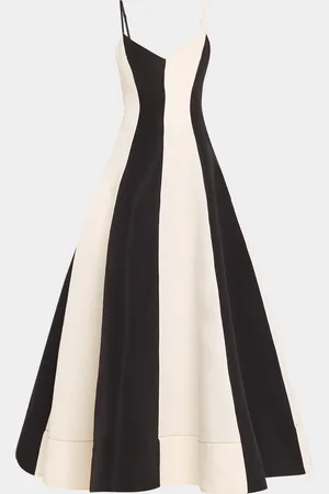 Christopher John Rogers Stripe Colorblock V-Neck Evening Gown