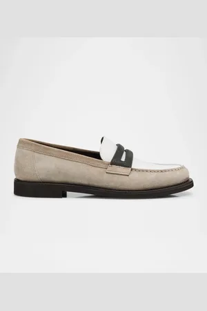 Brunello Cucinelli Mixed Leather Monili Penny Loafers