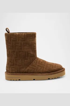 Fendi Shearling-Lined FF Embossed Leather Ski Boots