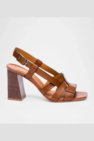 santoni Venere Leather Heeled Slingback Sandals