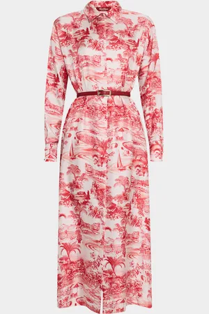 Max Mara Svelto Belted Toile-Print Midi Shirtdress