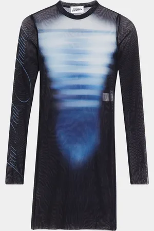 Jean Paul Gaultier Le Male Print Long-Sleeve Mesh Mini Dress