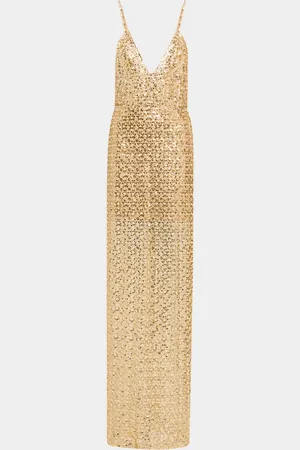 Bronx and Banco Allegra Bead & Sequin Deep V-Neck Gown