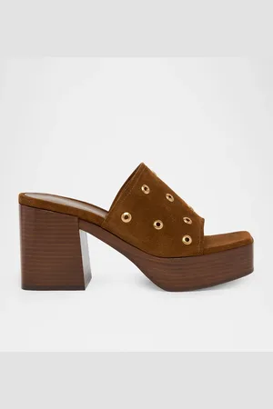 Gianvito Rossi Suede Grommet Platform Mule Sandals