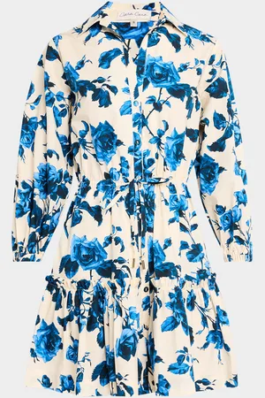 Cara Cara Robin Puff-Sleeve Floral Poplin Mini Dress
