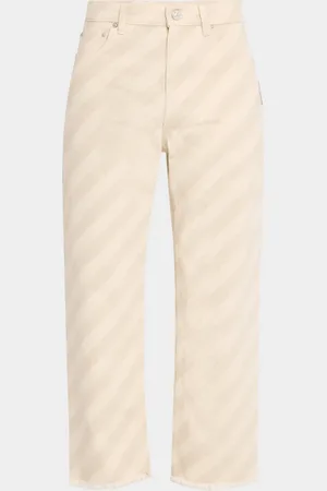 Marni Diagonal Striped Straight-Leg Crop Trousers