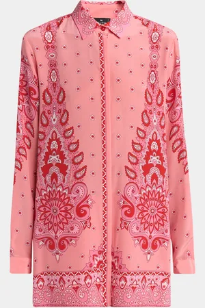 Etro Pink Medallion Silk Tunic Shirt