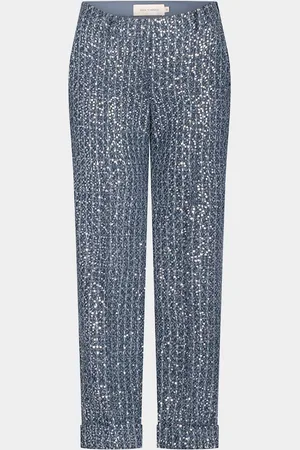 Silvia Tcherassi Garmet Paillette Straight-Leg Cuffed Ankle Pants
