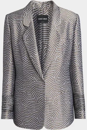 Giorgio Armani Animalier Silk Jacquard Single-Breasted Blazer Jacket