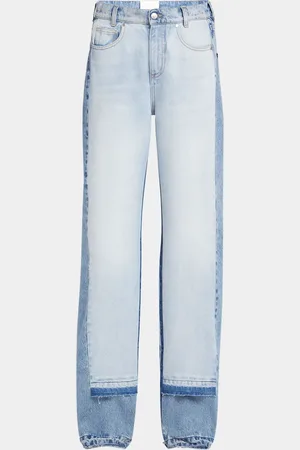 Stella McCartney Mixed Denim Wide-Leg Released-hem Jeans