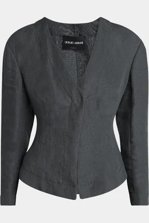 Giorgio Armani Short Linen Single-Breasted Blazer