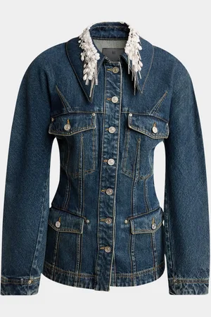 Givenchy Pearly Crystal Collar Denim Jacket