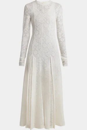 Serafini Lace Long-Sleeve Drop-Waist Midi Dress