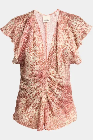 Isabel Marant Lonea Ruched Short-Sleeve Top